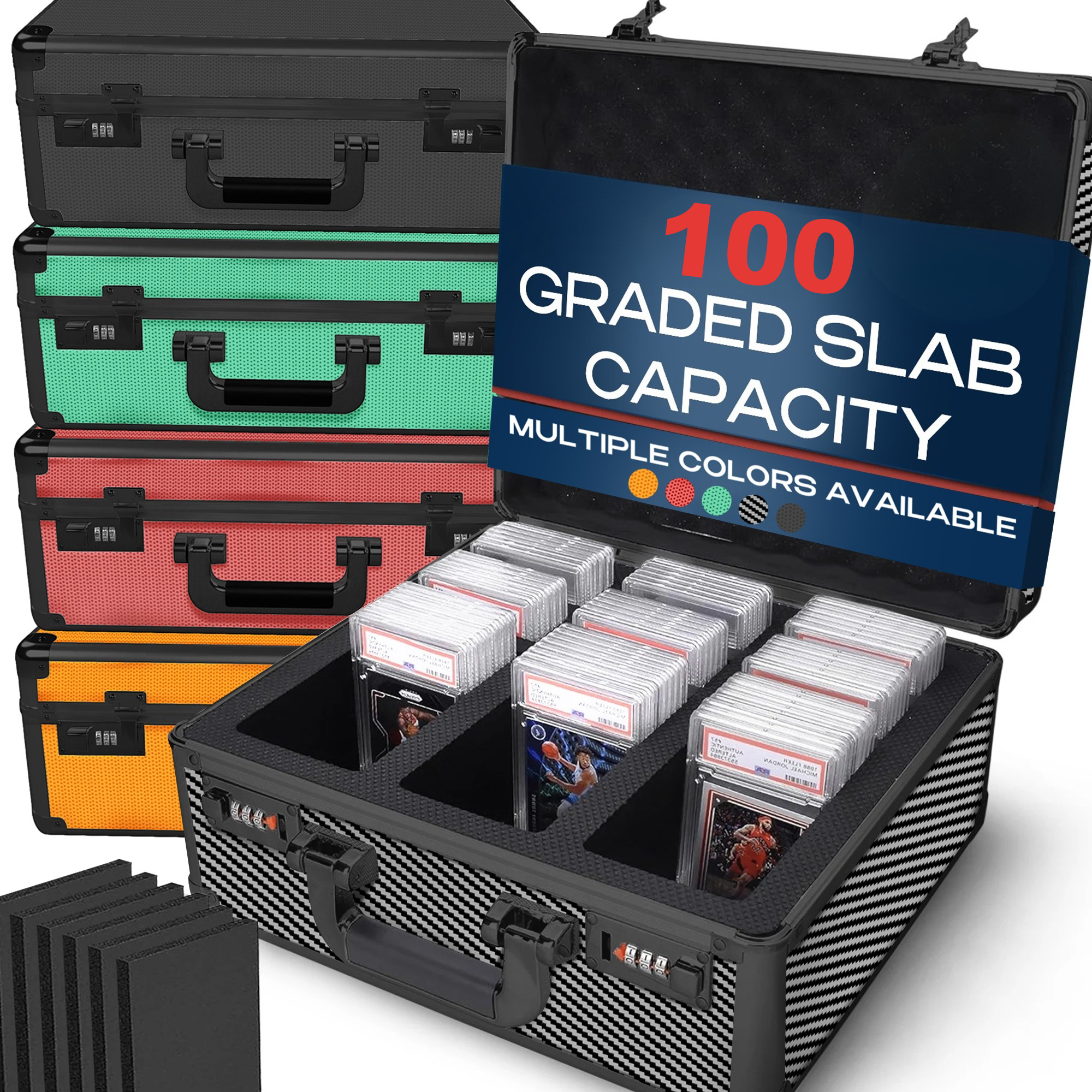 Carbon Fiber Graded Card Case (Medium) - 100 Graded Slab Capacity Carbon Fiber Graded Card Case (Medium) - 100 Graded Slab Capacity