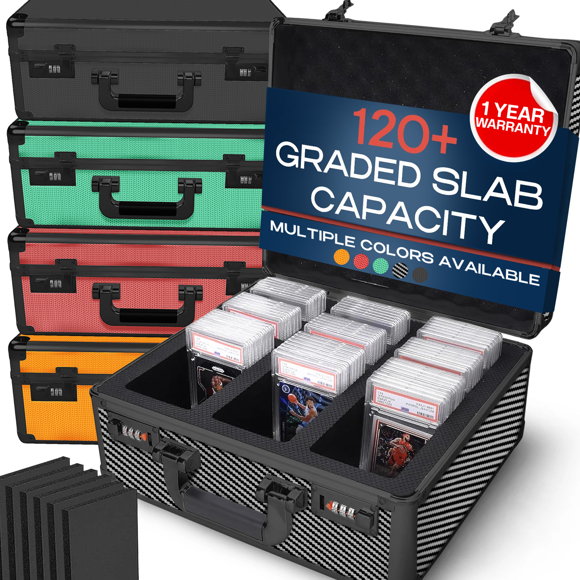 Carbon Fiber Graded Card Case (Medium) - 120 Graded Slab Capacity