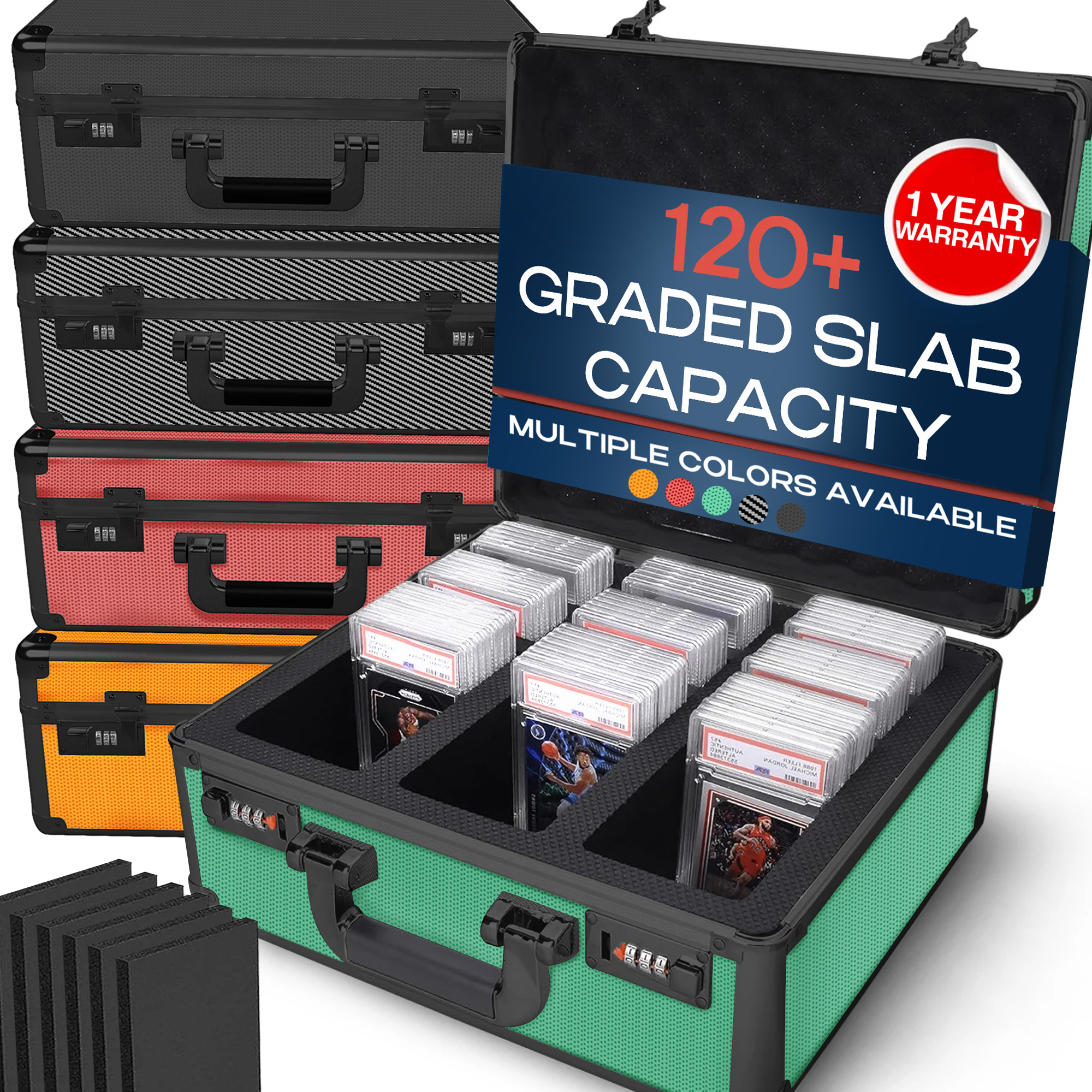 Green Graded Card Case (Medium) - 120 Graded Slab Capacity