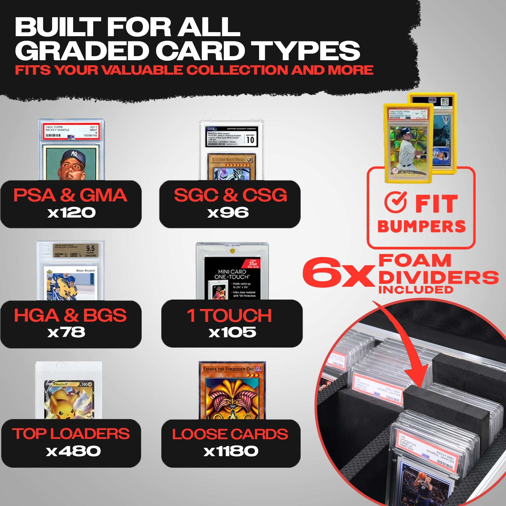 Orange Graded Card Case (Medium) - 120 Graded Slab Capacity