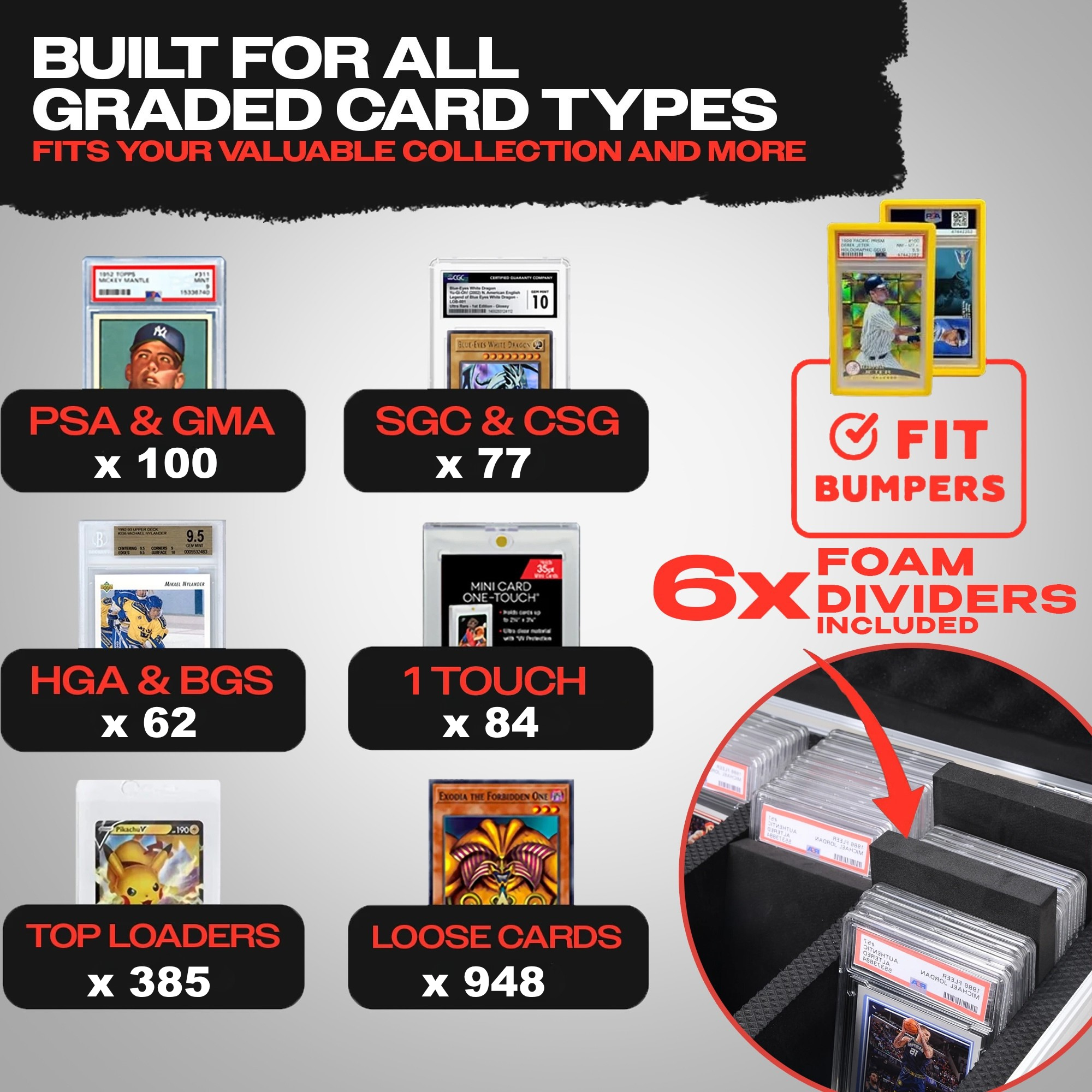Red Graded Card Case (Medium) - 100 Graded Slab Capacity Red Graded Card Case (Medium) - 100 Graded Slab Capacity